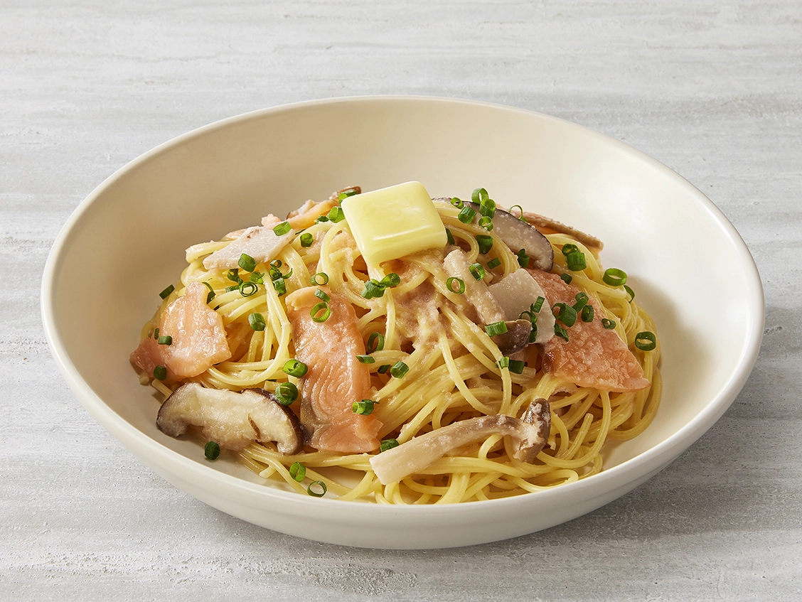 サーモンときのこのたらこバター